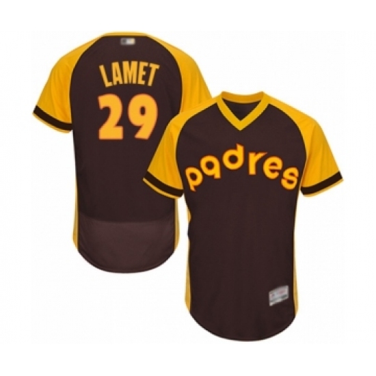 Men's San Diego Padres 29 Dinelson Lamet Brown Alternate Cooperstown Authentic Collection Flex Base Baseball Player Jersey