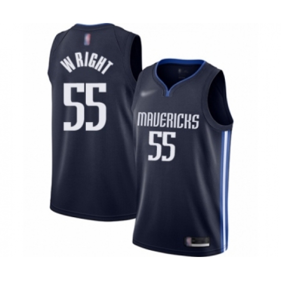 Men's Dallas Mavericks 55 Delon Wright Authentic Navy Finished Basketball Jersey - Statement Edition