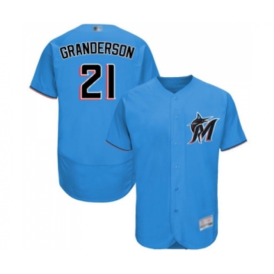 Men's Miami Marlins 21 Curtis Granderson Blue Alternate Flex Base Authentic Collection Baseball Jersey