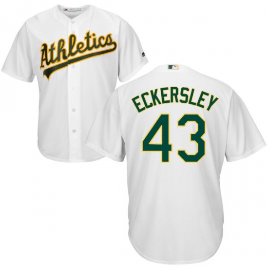 Youth Majestic Oakland Athletics 43 Dennis Eckersley Replica White Home Cool Base MLB Jersey