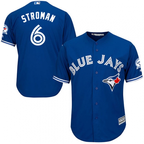 Men's Majestic Toronto Blue Jays 6 Marcus Stroman Replica Blue Alternate 40th Anniversary Patch MLB Jersey