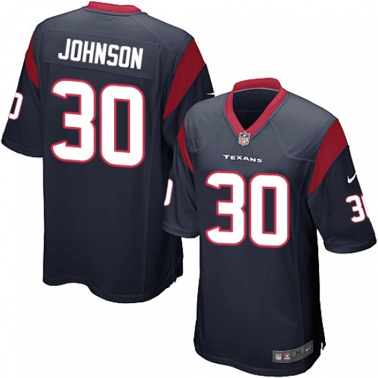 Men's Nike Houston Texans 30 Kevin Johnson Game Navy Blue Team Color NFL Jersey