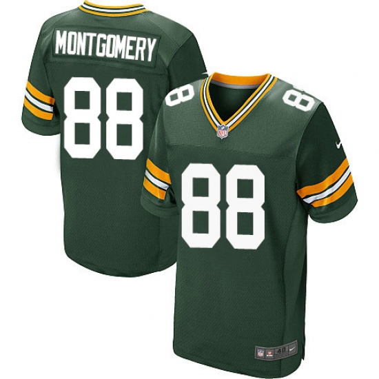 Men's Nike Green Bay Packers 88 Ty Montgomery Elite Green Team Color NFL Jersey