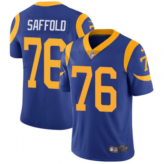 Men's Nike Los Angeles Rams 76 Rodger Saffold Royal Blue Alternate Vapor Untouchable Limited Player NFL Jersey