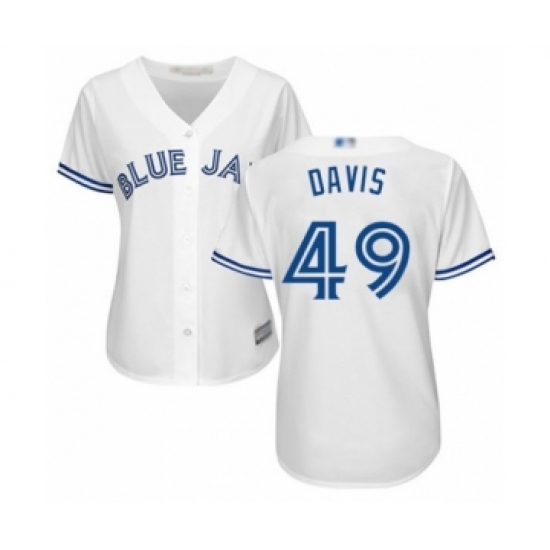 Women's Toronto Blue Jays 49 Jonathan Davis Authentic White Home Baseball Player Jersey