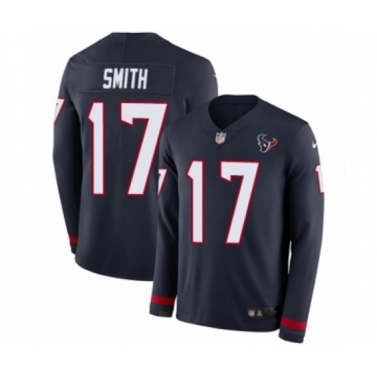 Youth Nike Houston Texans 17 Vyncint Smith Limited Navy Blue Therma Long Sleeve NFL Jersey