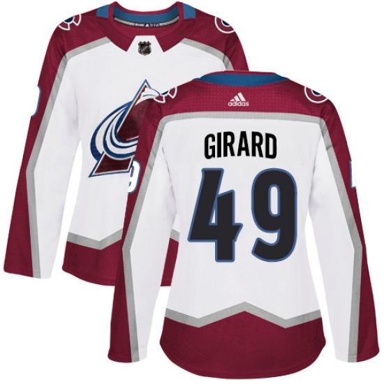 Women's Adidas Colorado Avalanche 49 Samuel Girard Authentic White Away NHL Jersey