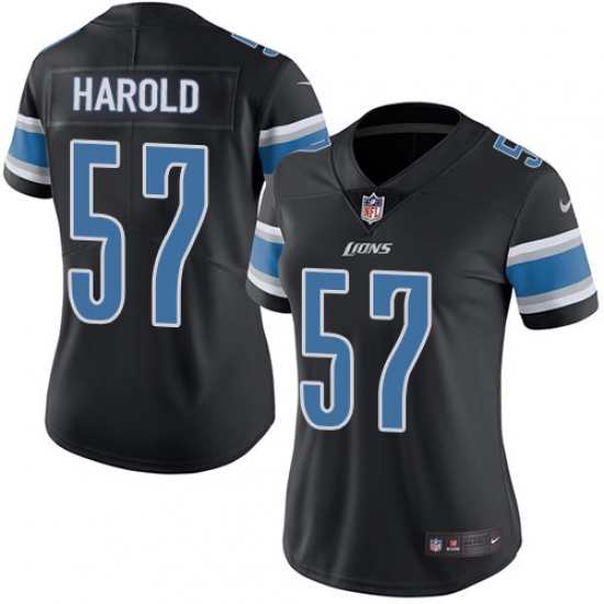 Women Nike Detroit Lions 57 Eli Harold Limited Black Rush Vapor Untouchable NFL Jersey