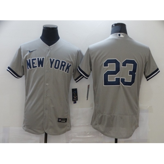 Men's Nike New York Yankees 23 Don Mattingly Grey Road Flex Base Authentic Collection Jersey