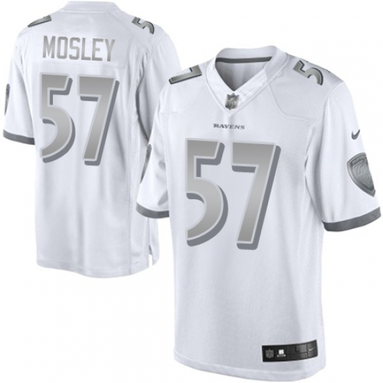 Men's Nike Baltimore Ravens 57 C.J. Mosley Limited White Platinum NFL Jersey