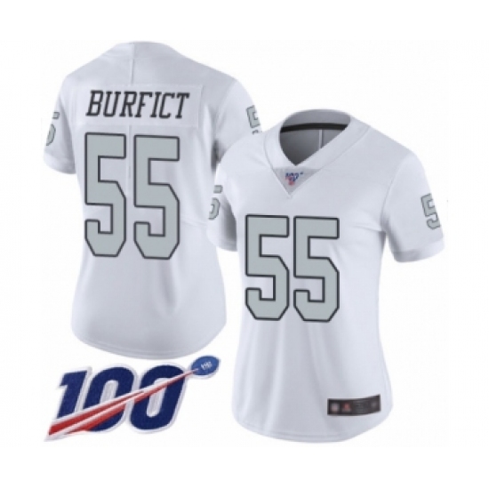 Women's Oakland Raiders 55 Vontaze Burfict Limited White Rush Vapor Untouchable 100th Season Football Jersey