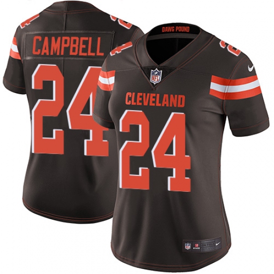 Women's Nike Cleveland Browns 24 Ibraheim Campbell Brown Team Color Vapor Untouchable Limited Player NFL Jersey