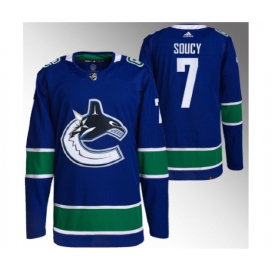 Men's Vancouver Canucks 7 Carson Soucy Blue Stitched Jersey