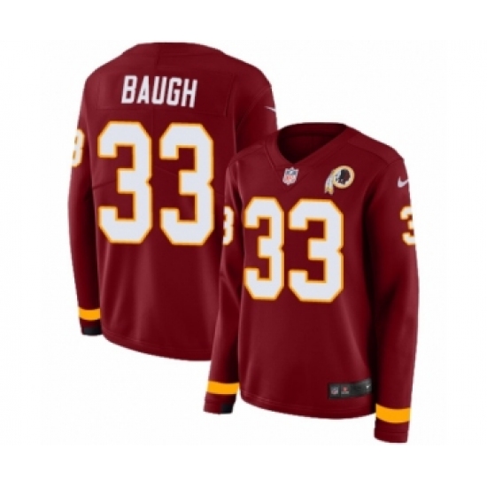 Women's Nike Washington Redskins 33 Sammy Baugh Limited Burgundy Therma Long Sleeve NFL Jersey