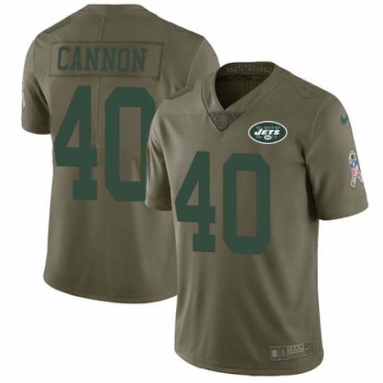 Men's Nike New York Jets 40 Trenton Cannon Limited Olive 2017 Salute to Service NFL Jersey