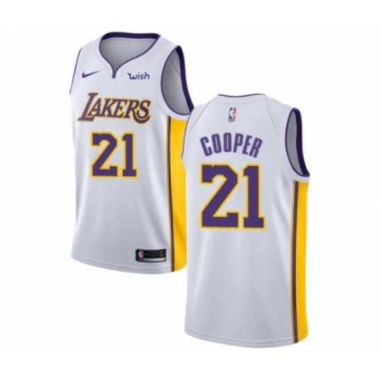 Youth Los Angeles Lakers 21 Michael Cooper Swingman White Basketball Jersey - Association Edition