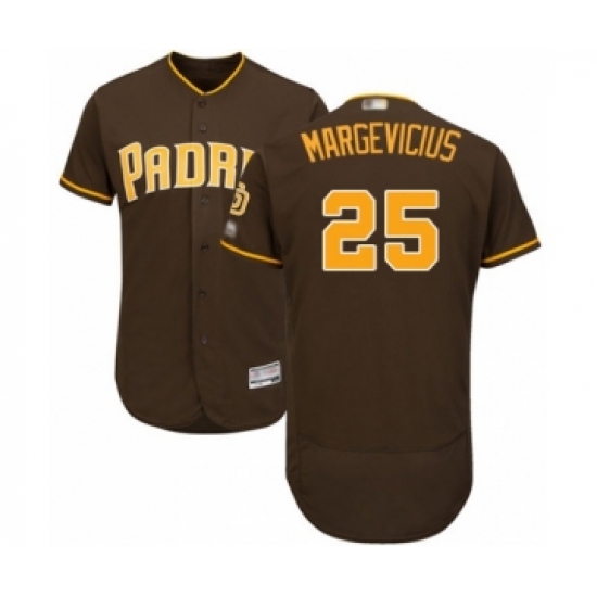 Men's San Diego Padres 25 Nick Margevicius Brown Alternate Flex Base Authentic Collection Baseball Player Jersey