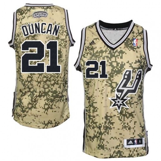 Men's Adidas San Antonio Spurs 21 Tim Duncan Swingman Camo NBA Jersey