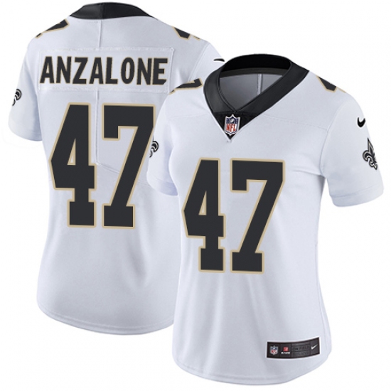 Women's Nike New Orleans Saints 47 Alex Anzalone White Vapor Untouchable Limited Player NFL Jersey