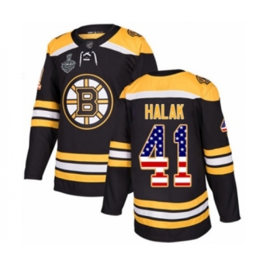 Youth Boston Bruins 41 Jaroslav Halak Authentic Black USA Flag Fashion 2019 Stanley Cup Final Bound Hockey Jersey