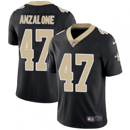 Men's Nike New Orleans Saints 47 Alex Anzalone Black Team Color Vapor Untouchable Limited Player NFL Jersey