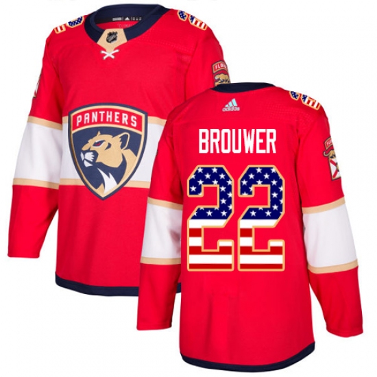 Youth Adidas Florida Panthers 22 Troy Brouwer Authentic Red USA Flag Fashion NHL Jersey