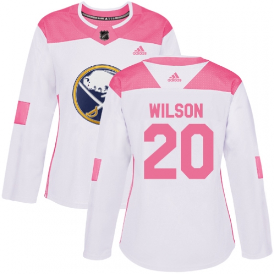 Women's Adidas Buffalo Sabres 20 Scott Wilson Authentic White Pink Fashion NHL Jersey