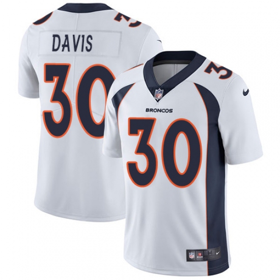 Men's Nike Denver Broncos 30 Terrell Davis White Vapor Untouchable Limited Player NFL Jersey