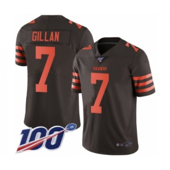 Men's Cleveland Browns 7 Jamie Gillan Limited Brown Rush Vapor Untouchable 100th Season Football Jersey
