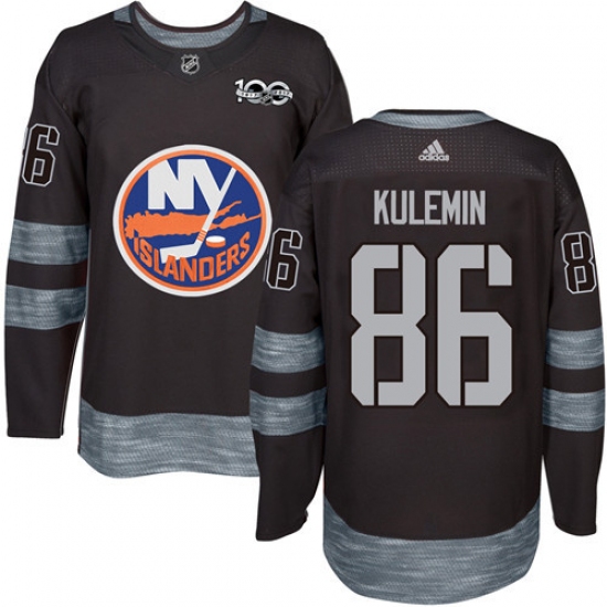 Men's Adidas New York Islanders 86 Nikolay Kulemin Premier Black 1917-2017 100th Anniversary NHL Jersey