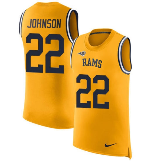 Men's Nike Los Angeles Rams 22 Trumaine Johnson Limited Gold Rush Player Name & Number Tank Top NFL Jersey