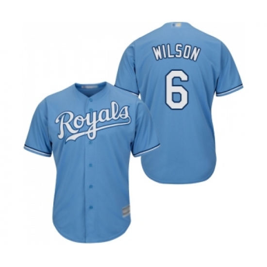 Men's Kansas City Royals 6 Willie Wilson Replica Light Blue Alternate 1 Cool Base Baseball Jersey