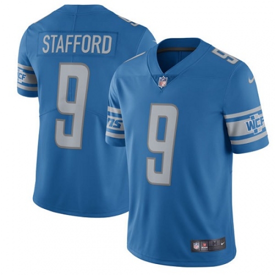 Men's Nike Detroit Lions 9 Matthew Stafford Limited Light Blue Team Color Vapor Untouchable NFL Jersey