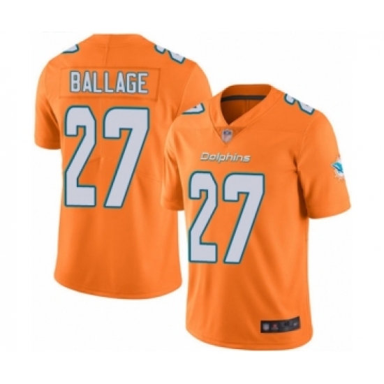 Men's Miami Dolphins 27 Kalen Ballage Limited Orange Rush Vapor Untouchable Football Jersey