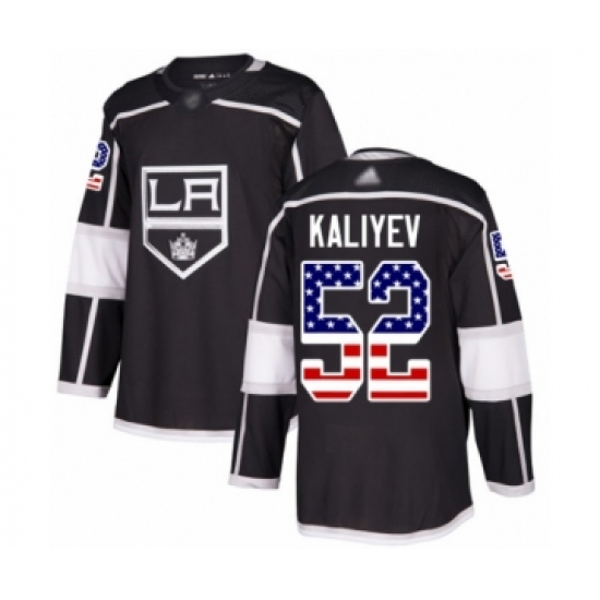 Men's Los Angeles Kings 52 Arthur Kaliyev Authentic Black USA Flag Fashion Hockey Jersey