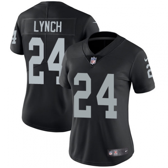 Women's Nike Oakland Raiders 24 Marshawn Lynch Elite Black Team Color NFL Jersey