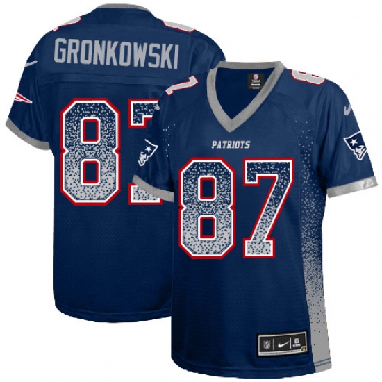 Women's Nike New England Patriots 87 Rob Gronkowski Elite Navy Blue Drift Fashion NFL Jersey