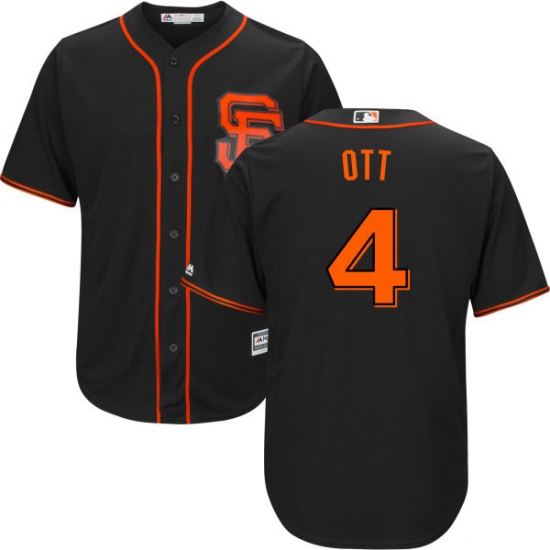 Men's Majestic San Francisco Giants 4 Mel Ott Replica Black Alternate Cool Base MLB Jersey