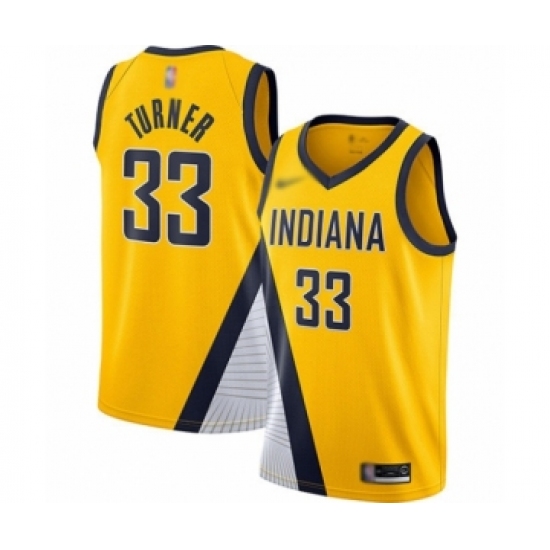 Women's Indiana Pacers 33 Myles Turner Swingman Gold Finished Basketball Jersey - Statement Edition