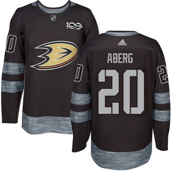 Men's Adidas Anaheim Ducks 20 Pontus Aberg Black 1917-2017 100th Anniversary Stitched NHL Jersey