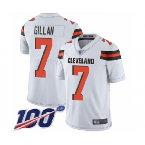 Men's Cleveland Browns 7 Jamie Gillan White Vapor Untouchable Limited Player 100th Season Football Jersey