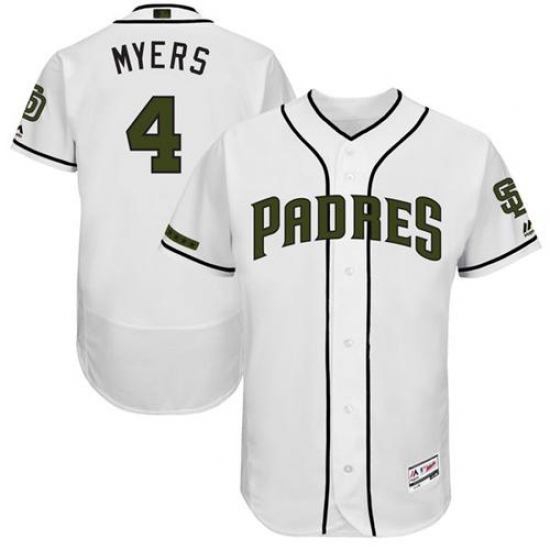 Men's Majestic San Diego Padres 4 Wil Myers White Memorial Day Authentic Collection Flex Base MLB Jersey