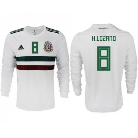 Mexico 8 H.Lozano Away Long Sleeves Soccer Country Jersey