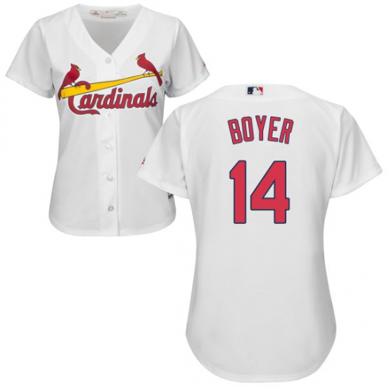 Women's Majestic St. Louis Cardinals 14 Ken Boyer Authentic White Home Cool Base MLB Jersey