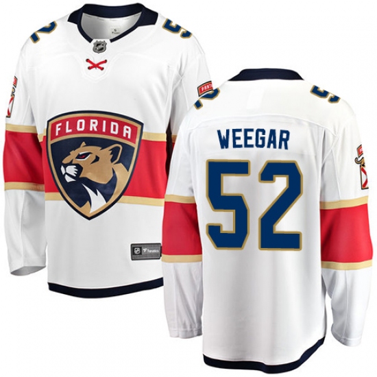 Youth Florida Panthers 52 MacKenzie Weegar Fanatics Branded White Away Breakaway NHL Jersey