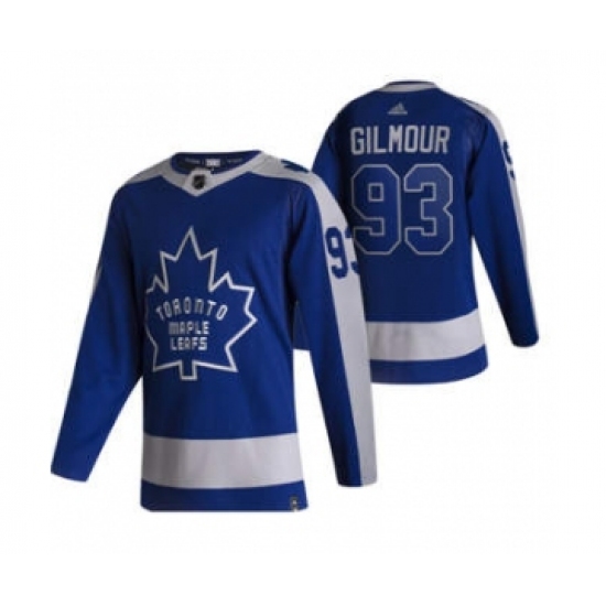 Men's Toronto Maple Leafs 93 Doug Gilmour Blue 2020-21 Reverse Retro Alternate Hockey Jersey