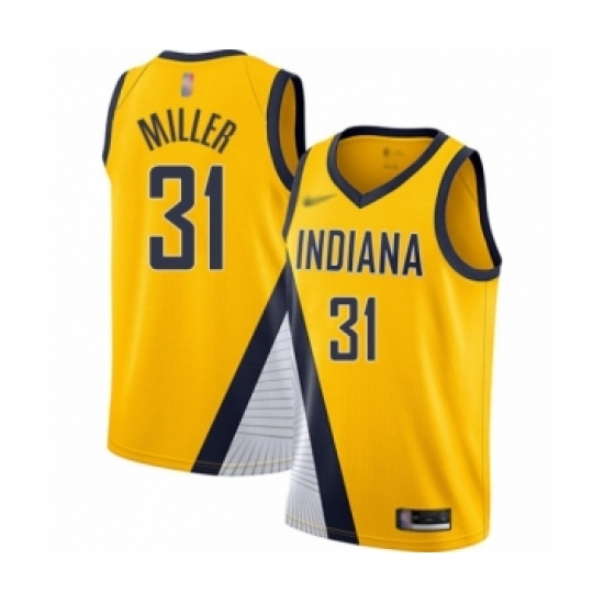 Women's Indiana Pacers 31 Reggie Miller Swingman Gold Finished Basketball Jersey - Statement Edition