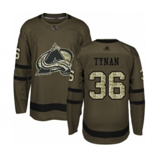 Youth Colorado Avalanche 36 T.J. Tynan Authentic Green Salute to Service Hockey Jersey