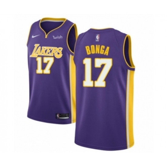 Youth Los Angeles Lakers 17 Isaac Bonga Swingman Purple Basketball Jersey - Statement Edition