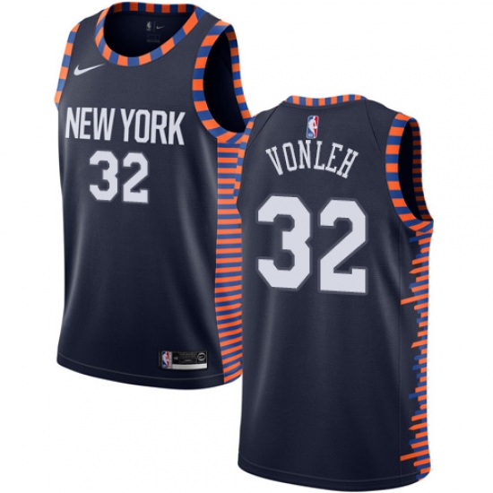 Men's Nike New York Knicks 32 Noah Vonleh Swingman Navy Blue NBA Jersey - 2018 19 City Edition